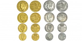 Rainier 1949-2005
Coffret d’origine de la Monnaie de Paris 1950, contenant 8 piéforts et 8 essais, en or et en argent.
OR : 100 Francs 51/25.5g. - ...