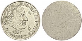Rainier 1949-2005
Épreuve d’artiste module de 5 francs par R. Joly, Uniface, 1970, Nickel 13.55g.
Ref : G. MC -
Conservation : Fleur de coin. Rari...