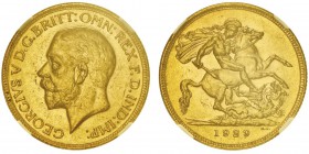 George V 1910-1936
Pound, Melbourne, 1929M, AU 7.98g. 917‰ Ref : KM#32, Fr.39
Conservation : NGC AU58