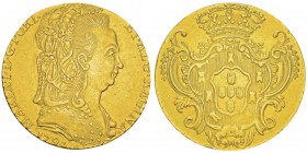 Maria 1786-1805
4 Escudos (6400 Reis), Rio, 1794R, AU 10.86g.
Ref : Gomes 25.06, Fr.87, KM#226.1
Conservation : TTB. Poids faible - monnaie frappé...