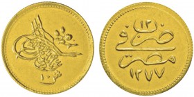 Abdul Aziz AH 1277-1293 (1861-1876)
10 Qirsh, 1277/12 (1871), AU 0.84g. Ref : KM#259, Fr.14
Conservation : Superbe