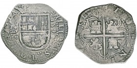 Felipe II 1556-1598
8 Reales, Séville, 1590P, AG 26.44g. Ref : Cal.242 (Error IIIV), Cayon 4015 Conservation : TTB. Très Rare