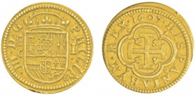 Felipe III 1598-1621
1 Escudo, Segovia, 1607 C, AU 3.4g. Avers : PHILIP III DG
Revers : HISPANIARVM REX 1607
Ref: Cal 60, Fr. 194, KM#29 Conservati...