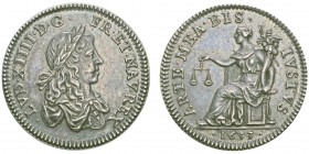 Bourbons (1589-1792) Louis XIV 1643-1715
Essai à la Monnaie assise, 1653, AG 3.58g.
Avers : LVD XIIII D G FR ET NAV REX Buste lauré et drapé droi...