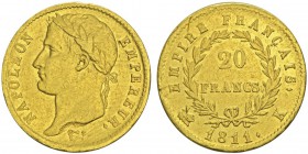 Premier Empire 1804-1814
20 francs, Bordeaux, 1811K, AU 6.44g. Ref : G.1025, FR513
Conservation : pr.Superbe. Rare
