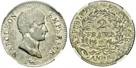 Premier Empire 1804-1814
2 Francs, Limoges, AN13 I, AG 10g. Ref : G.495
Conservation : NGC AU50