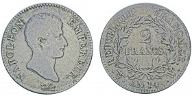 Premier Empire 1804-1814
2 francs, Lille, An 14 (1805) W, AG 9.75g. Ref : G.495
Conservation : TB+