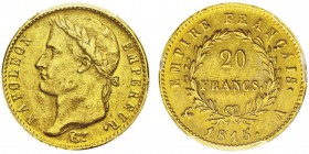 Cent-Jours, 20 mars-22 juin 1815
20 Francs, Paris, 1815A, AU 6.45g. 
Ref : G.1025a
Conservation : PCGS AU58