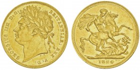 George IV 1820-1830
1 Pound, 1824, AU 7.98g.
Ref : KM#682, Fr.376, Spink 3800
Conservation : Pratiquement fleur de coin