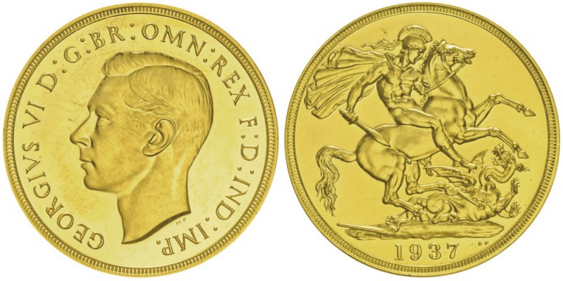 George VI 1936-1952
2 Pounds, 1937, AU 15.97g.
Ref : KM#860, Fr.410, Spink 407...