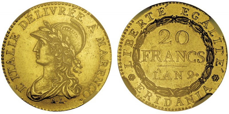 Napoléon en Italie
République Subalpine 1800-1802
20 Francs AN 9, Turin, 1800,...