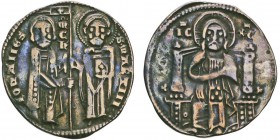 Chivasso
Giovanni I Paleologo 1338-1372
Gros matapan, non daté, AG 1.54g.
Avers : JOhANES MC h S MARTIN Le Saint
Revers : Christ assis de face sur...
