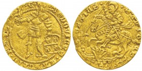 Mantova
Ludovico III Gonzaga 1445-1478
Ducato, non daté, AU 3.49g.
Avers : LODOVICVS MARChIO MANTVE Z E
Revers : SANCTUS GE ORGIUS S.
Ref : MIR 3...