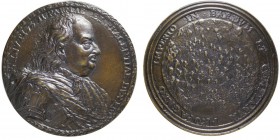 Parme Ranuccio II Farnese 1646-1694
Médaille en bronze de Cesare Fiori (1636-1702),
Milan, AE 320g. 111mm
Avers : RAVNVTIVS II PARMAE ET PLACENTIAE...