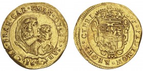 Savoie Carlo Emanuele II 1638-1648 - Régence de Marie Christine (1638-1648)
4 Scudi, 1er type, Turin ou Chambéry, 1640, AU 13.3g.
Avers : CHR FRAN C...