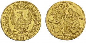 Sardaigne
Carlo Emanuele III 1730-1773
Zecchino, Ier type, Turin, 1744, AU 3.48g.
Avers : CAROLVS EMANVEL DG SARDINIAE REX aigle 