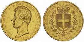 Carlo Alberto 1831-1849
100 lire, Turin, 1837 (P), AU 32.15g.
Ref : MIR.1043j (R3), Mont.11, Pag.145, Fr.1138, C#117.2
Conservation : TTB+. Petit c...
