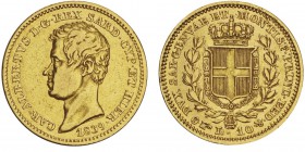 Carlo Alberto 1831-1849
10 lire, Turin, 1839 (P), AU 3.19g.
Ref : MIR.1046c (R2), Mont.88, Pag.216, Fr.1144, C#114.1
Conservation : Superbe. Très R...