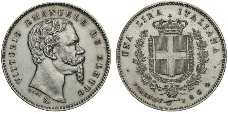 Vittorio Emanuele II Re Eletto 1859-1861
1 Lira, Florence, 1860F, AG 5g.
Ref :...