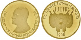 100 francs 1968, AU 32g. 900‰
Ref : KM#11, Fr.5
Conservation : PCGS PR66DCAM