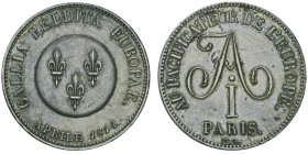Alexandre I 1801-1825 (OCCUPATION DE PARIS 01/04/1814-03/05/1814)
Module de 5 francs, Paris, 1814, AG 24.95g
Avers : GALLIA REDDITA EUROPAE / APRILE...