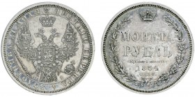Nicolas I 1825-1855
Rouble, Saint-Pétersbourg, 1854 СПБ HI, AG 20.6g
Ref : KM C#168.1, Bitkin 233
Conservation : Superbe.
Ancien nettoyage sinon s...