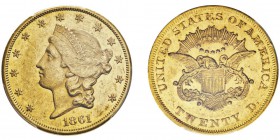 20 Dollars,
Philadelphie, 1861, AU 33.43g.
Ref : KM#74.1, Fr.169
Conservation : PCGS AU53
