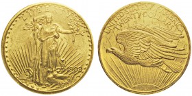 20 Dollars,
Philadelphie, 1908 NO MOTTO, AU 33.43g.
Ref : KM#131, Fr.185
Conservation : PCGS MS64