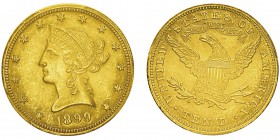 10 Dollars,
Philadelphie, 1899, AU 16.71g.
Ref : KM#102, Fr.158
Conservation : PCGS MS62
