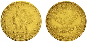 10 Dollars,
Philadelphie, 1901, AU 16.71g.
Ref : KM#102, Fr.158
Conservation : PCGS MS62