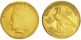 10 Dollars,
Denver, 1910D, AU 16.71g.
Ref : KM#130, Fr.168
Conservation : PCGS MS63