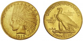 10 Dollars,
Philadelphie, 1913, AU 16.71g.
Ref : KM#125, Fr.166
Conservation : PCGS AU58