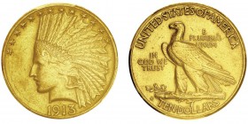 10 Dollars,
San Francisco, 1913S, AU 16.71g.
Ref : KM#130, Fr.167
Conservation : PCGS AU50. Rare