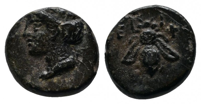 Ionia, Ephesos, c.375-325 BC. AE (10mm-1.46g). Head of Artemis left, wearing ste...