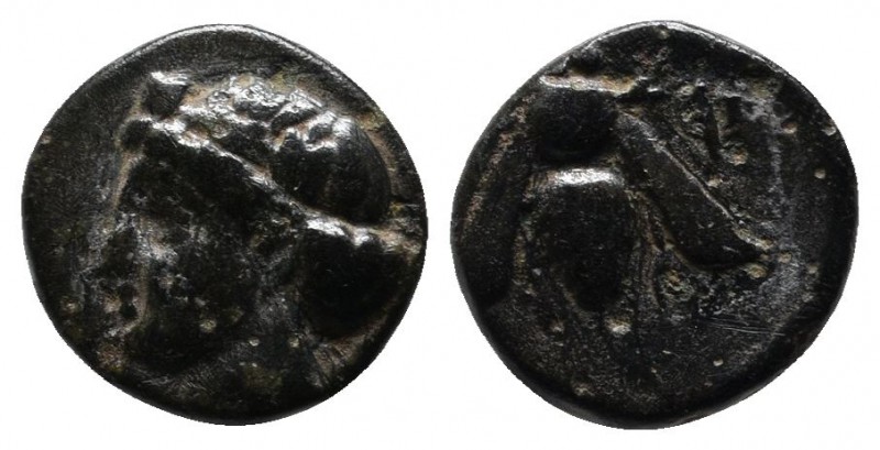 Ionia, Ephesos. Ae (c.375-325 BC). Female head (Artemis?) left, wearing stephane...
