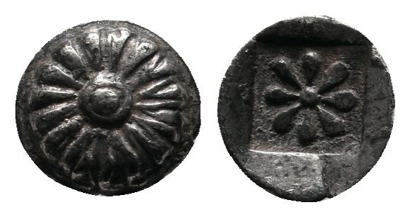 Ionia, Erythrai (?). (c.480-500 BC). Tetartemorion AR. (5mm-0.29g). Rosette. / R...