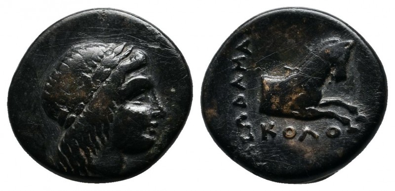 Ionia, Kolophon, 360-330 BC. Leodamas, magistrate. Æ (13mm-2,07g). Laureate head...