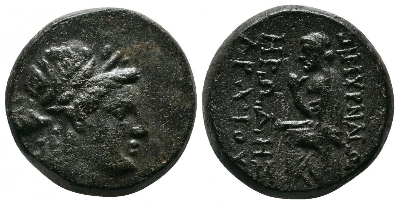Ionia, Smyrna, (2nd - 1st Century BC.) Æ Homerion (20mm-6,89g). Laureate head of...