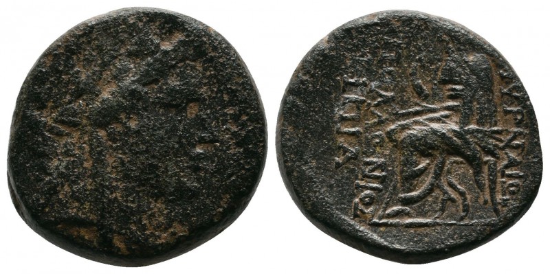 Ionia, Smyrna, (c.105-95 BC.) Æ Homerion (20mm-7,55g). Apollonios and Sepia, mag...