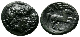 Kings of Macedon. Alexander II. (370/69-368/7 BC.) Æ (16mm-3g). Male head right, wearing taenia / AΛEΞA[NΔPO]Horse galloping right. SNG ANS 110-111....
