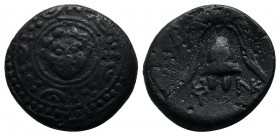 Kings of Macedon. Alexander III ‘The Great’ (336-323 BC). AE. (16mm-3.47g). Salamis mint. Struck under Nikokreon, c.323-315 BC. Gorgoneion in the cent...