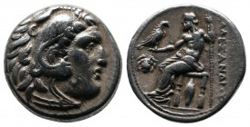 Kings of Macedon. Alexander III ‘The Great’ (336-323 BC). Drachm AR (16mm-4,28g). Uncertain mint in Asia Minor, (c.323-280). Head of Herakles right, w...