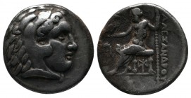 Kings of Macedon. Alexander III ‘The Great’ (336-323 BC). Drachm AR (17mm-4,11g). Miletos, c.300-295. Head of Herakles right, wearing lion skin. / ΑΛΕ...