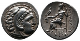 Kings of Macedon. Alexander III ‘The Great’ (336-323 BC). Drachm AR (17mm-4,34g). Kolophon. Head of Herakles right, wearing lion skin. / ΑΛΕΞΑΝΔΡΟΥ. Z...