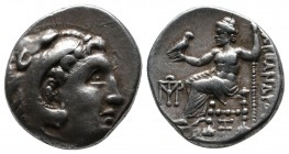 Kings of Macedon. Alexander the Great, 336-323 BC. AR Drachm (17mm-4,40g). Abydos mint. Head of Herakles right, wearing lion skin. / Zeus seated left ...