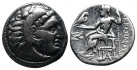 Kings of Macedon. Alexander the Great, 336-323 BC. AR Drachm (18mm-3,99g) ca.319-310 BC. 'Kolophon'. Head of young, beardless Herakles right, wearing ...