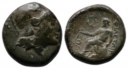 Kings of Pergamon, Philetairos (282-263 BC). Æ (20mm-4,37g) Head of Athena right, wearing Attic helmet / ΦIΛETAIPOY. Asklepios seated left, feeding sn...