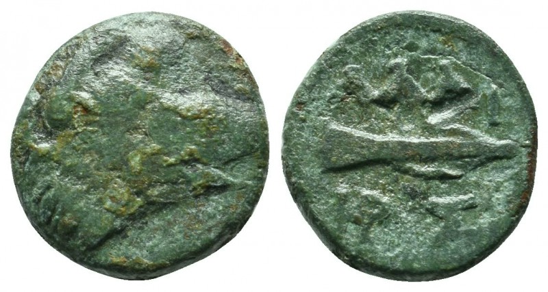 Kings of Thrace, Adaios (c.253-243 BC). Æ (13mm-1,92g). Head of boar right. / AΔ...