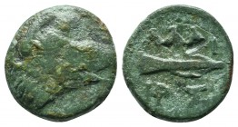 Kings of Thrace, Adaios (c.253-243 BC). Æ (13mm-1,92g). Head of boar right. / AΔAI.; spear-head right. HP monogram and Σ below. Dimitrov 393-4 var. (m...