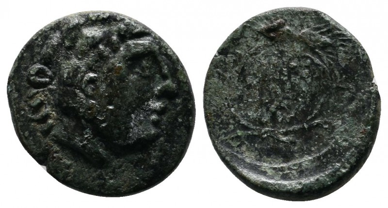 Kings of Thrace, Lysimacheia, Lysimachos. (323-281 BC.) Æ (14mm-2,32g.) Head of ...